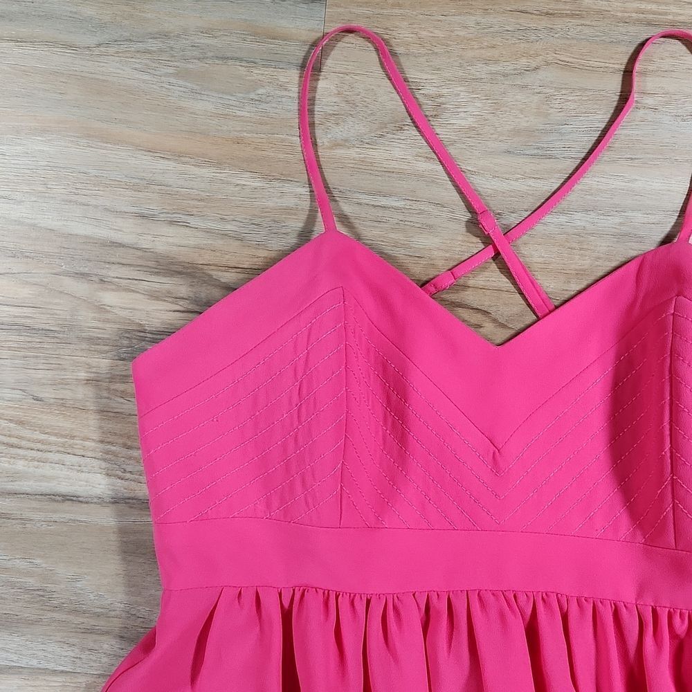 🔹️Anthropologie Badgley Mischka Hot Pink Spaghetti Strap Maxi Dress Size 6 - Picture 5 of 11